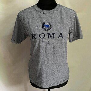 Vintage I.T.S. Roma Italia T-shirt Made in Italy Striped Short Sleeve Cotton Tee